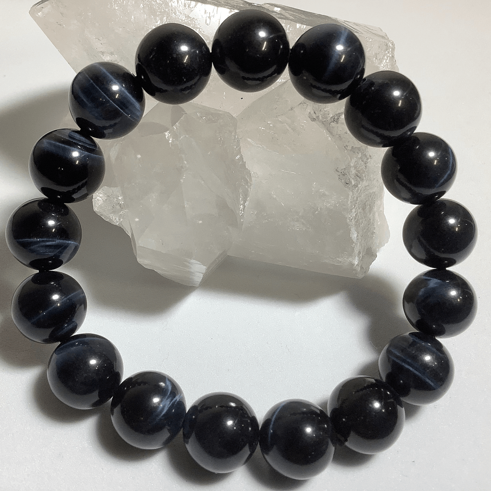 ■ホークスアイ【南アフリカ産】 天然石ブレスレット 丸玉Φ12mm