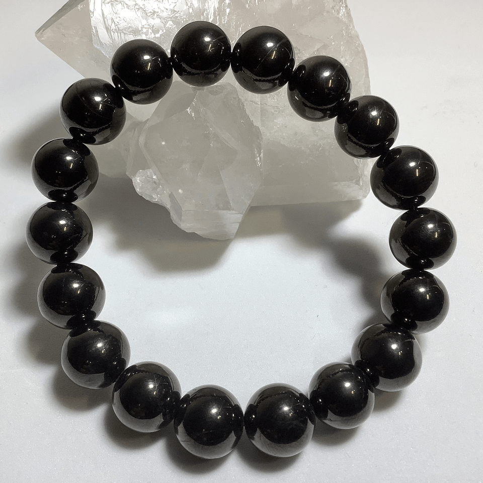 ■ペトロフスキーシュンガイト【ロシア・カレリア産】 天然石ブレスレット 丸玉Φ12mm