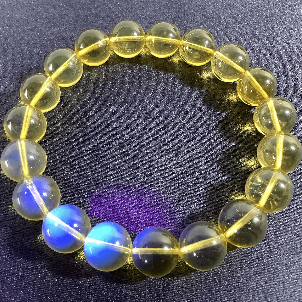 ■ブルーアンバー【ミャンマー産】 天然石ブレスレット 丸玉Φ10.5mm